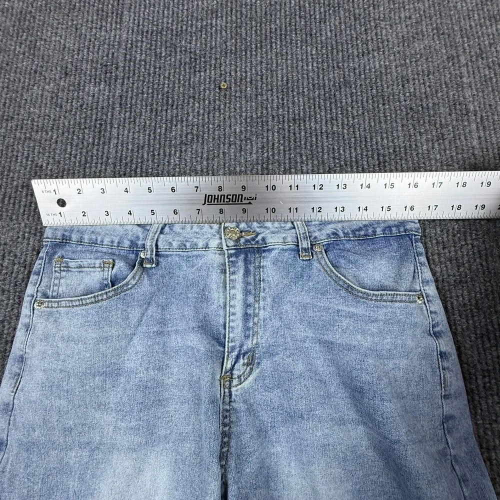 Womens Light Wash Distressed Wide Leg Jeans Size XL Raw Hem LC7873654-104